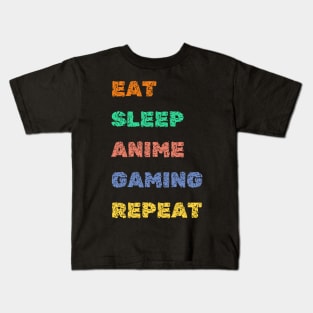 Eat Sleep Anime Gaming Repeat, Otaku Gamer Anime Kids T-Shirt